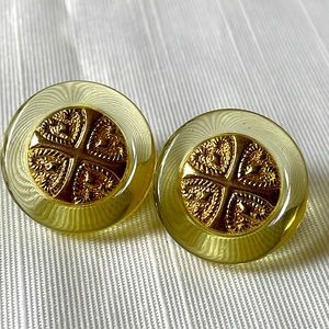 Vintage lucite gold tone accent clip earrings